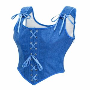 Corset médiéval élégant bleu – Image 3