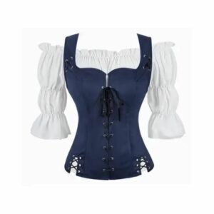 Corset médiéval raffiné bleu marine – Image 1