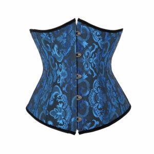 Corset médiéval brodé bleu nuit