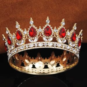 Couronne médiévale dorée avec cristaux rouges – Image 2