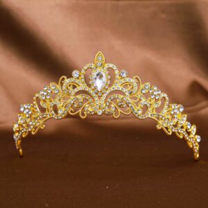 Couronne médiévale pour femme - dorée avec cristaux transparents – Image 2