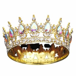 Couronne médiévale dorée aux cristaux iridescents