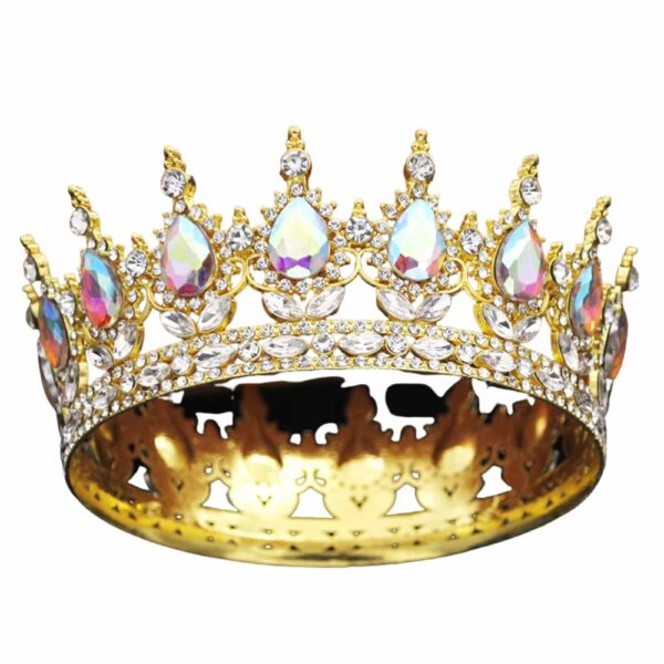 Couronne médiévale dorée aux cristaux iridescents