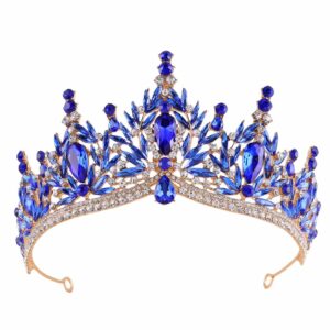 Diadème médiéval doré aux pierres bleues profondes
