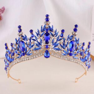 Diadème médiéval doré aux pierres bleues profondes – Image 2