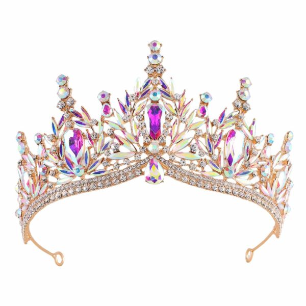 Diadème médiéval doré aux pierres irisées et violettes