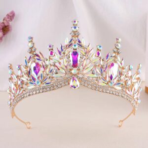 Diadème médiéval doré aux pierres irisées et violettes – Image 2