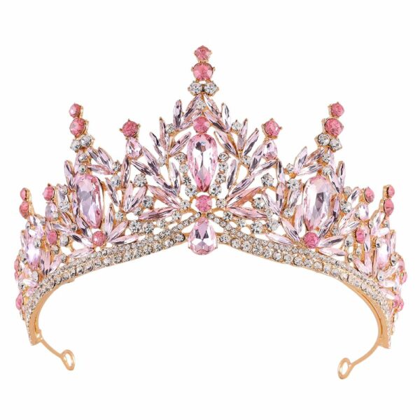 Diadème médiéval doré avec pierres roses tendres