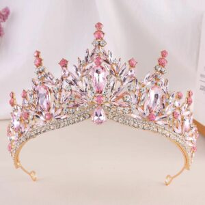 Diadème médiéval doré avec pierres roses tendres – Image 2