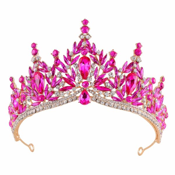 Diadème médiéval doré avec cristaux fuchsia éclatants