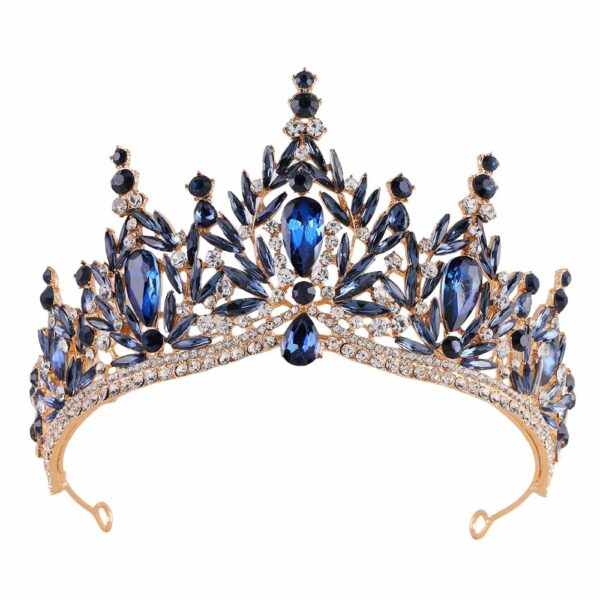Diadème médiéval doré aux pierres bleu nuit