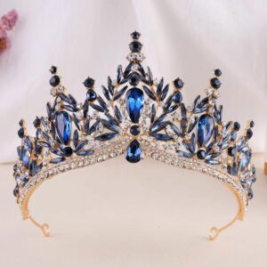 Diadème médiéval doré aux pierres bleu nuit – Image 2