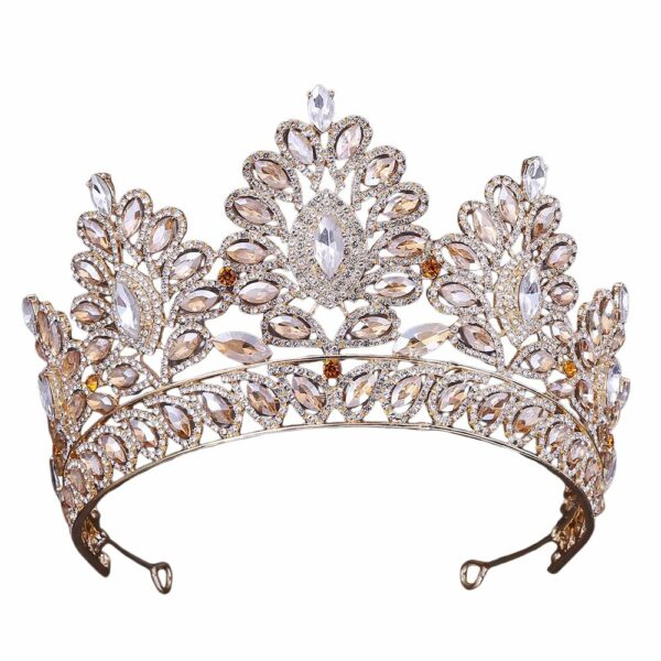 Couronne médiévale dorée aux pierres champagne