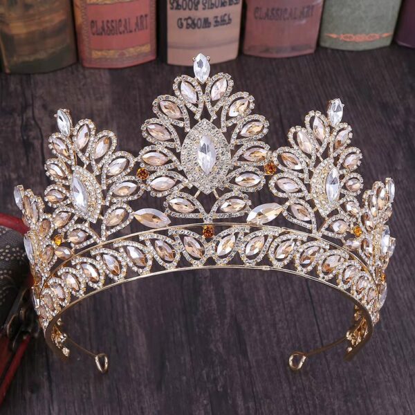 Couronne médiévale dorée aux pierres champagne – Image 2