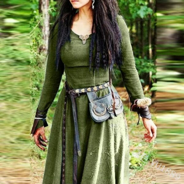 Robe longue viking médiévale verte