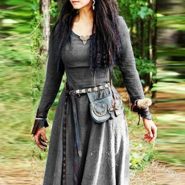 Robe longue viking médiévale grise