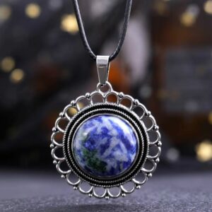 Collier médaillon pierre lapis lazuli