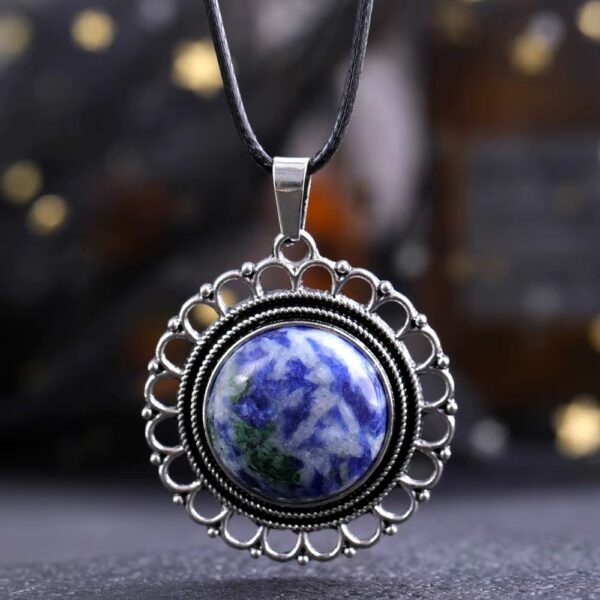 Collier médaillon pierre lapis lazuli
