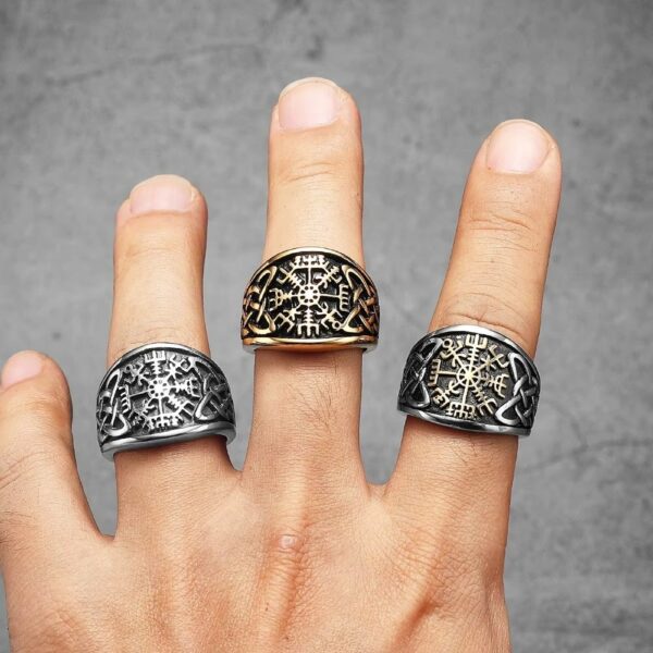 Bague viking Vegvisir avec entrelacs nordiques – Image 2