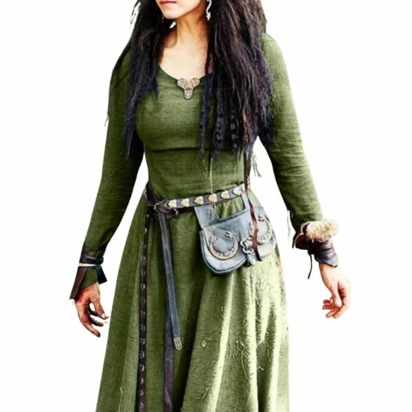 Robe longue viking médiévale verte