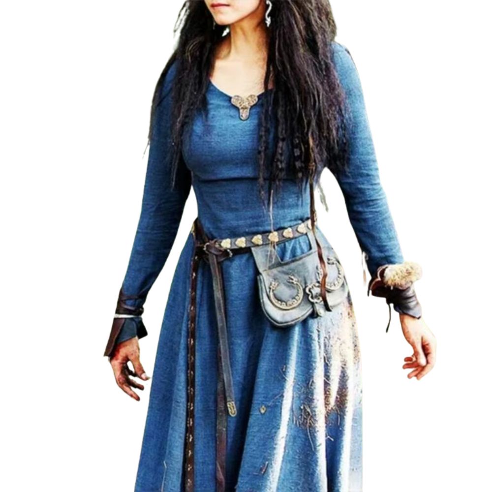 Robe longue viking médiévale bleue – Image 1