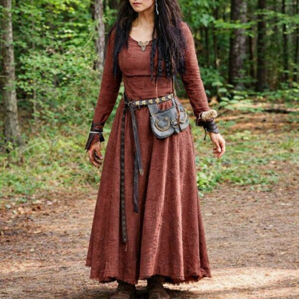 Robe longue viking médiévale rouge
