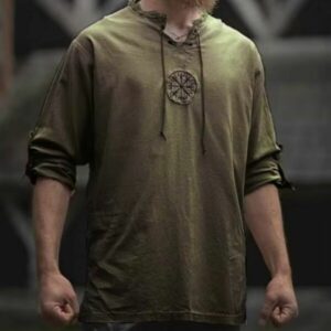 Tunique médiévale viking verte avec Vegvisir – Image 2
