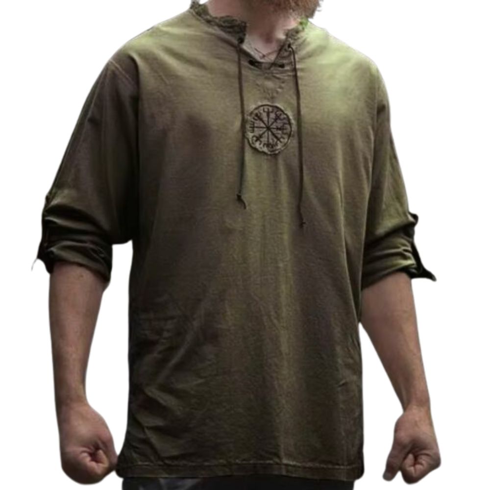 Tunique médiévale viking verte avec Vegvisir – Image 1