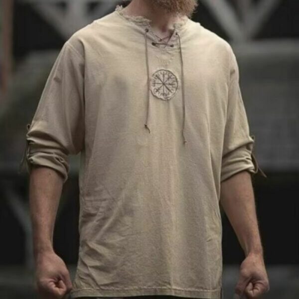 Tunique médiévale viking beige avec Vegvisir