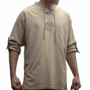 Tunique médiévale viking beige avec Vegvisir – Image 1