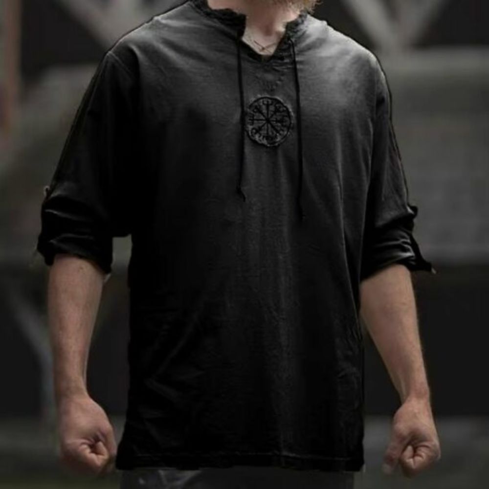 Tunique médiévale viking noire avec Vegvisir – Image 2