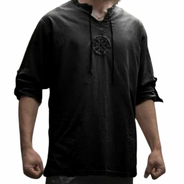 Tunique médiévale viking noire avec Vegvisir