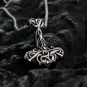 Collier marteau de Thor argenté – Mjölnir entrelacé