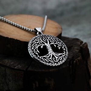 Collier arbre de vie nordique – Yggdrasil argenté