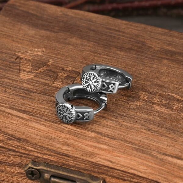 Boucles d’oreilles viking – cercle protecteur Vegvisir – Image 2