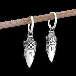 Boucles d’oreilles viking – boucliers runiques pendants – Image 2