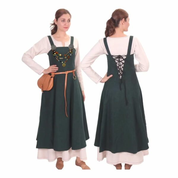 Robe médiévale viking rouge "Skjaldmö" (2 pièces)