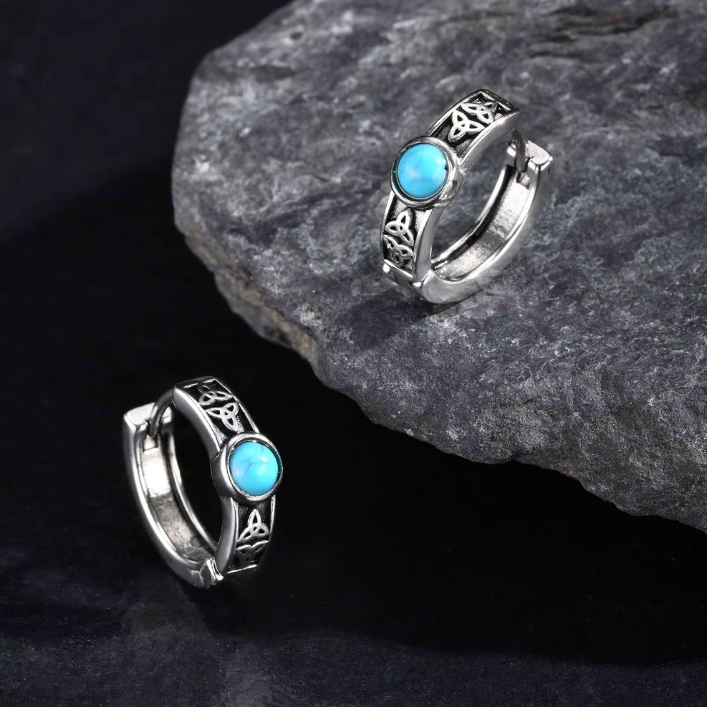 Boucles d’oreilles celtes avec pierre turquoise