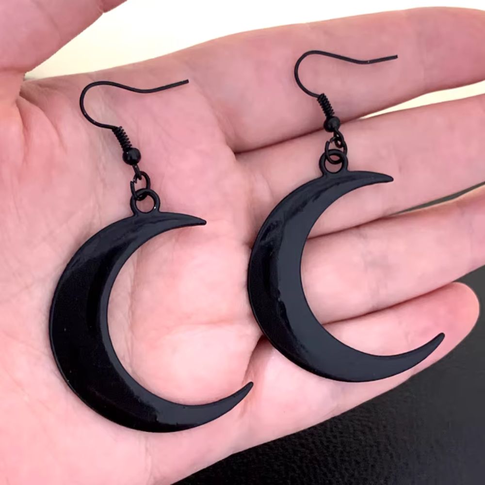 Boucles d'oreilles croissant de lune noires