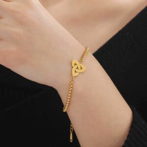 Bracelet triquetra stylisé sur maille épaisse, argenté ou doré – Image 2