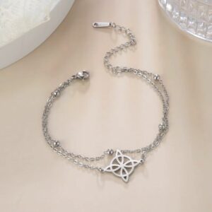 Bracelet double chaîne argenté avec motif celte