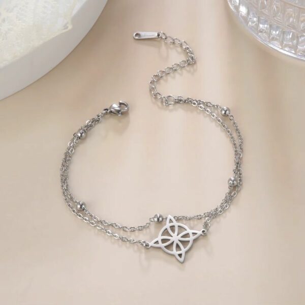 Bracelet double chaîne argenté avec motif celte