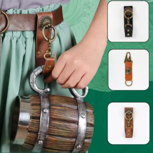 Porte-tasse médiéval en cuir noir avec anneau vintage – Image 2