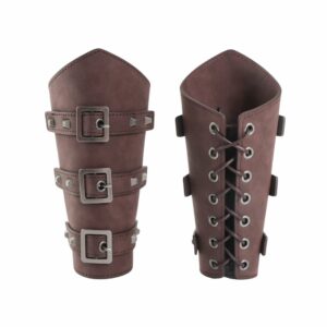 Brassards médiévaux marron à boucles carrées