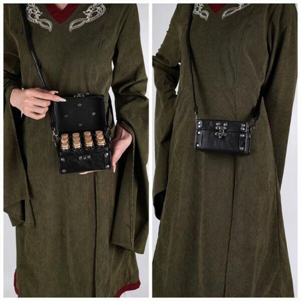 Boîte à fioles noire médiévale – 12 fioles