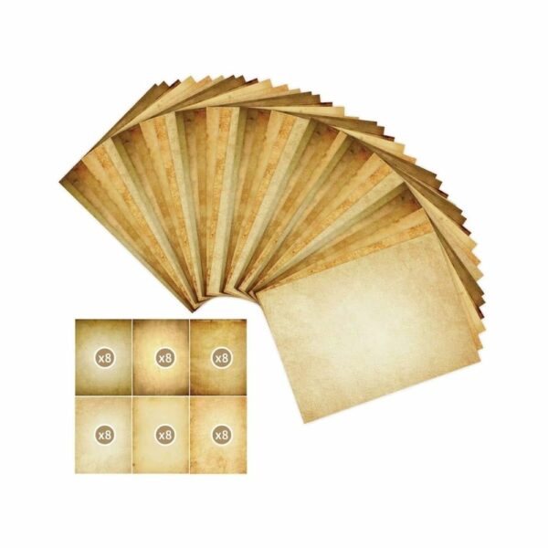 Lot de feuilles de papier médiéval A4 – Tons parchemin clair