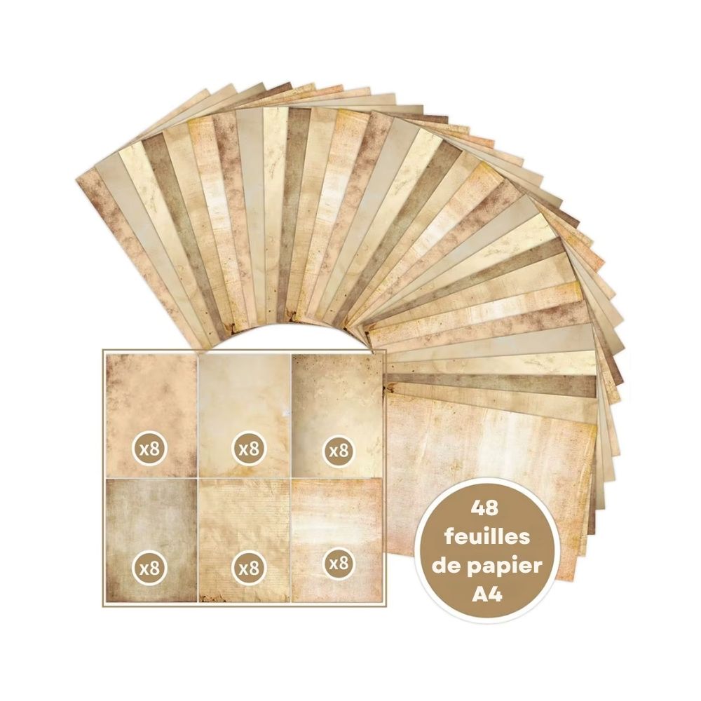 Lot de feuilles de papier médiéval A4 – Style vieil ouvrage – Image 1