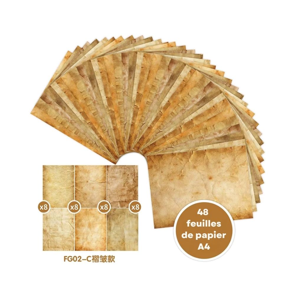 Lot de feuilles de papier médiéval A4 – Texture parchemin déchiré – Image 1