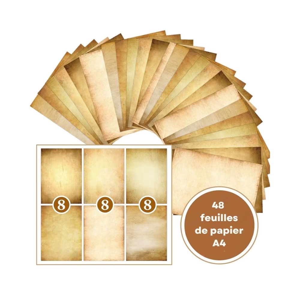 Lot de feuilles de papier médiéval A4 – Teintes claires et sobres – Image 1