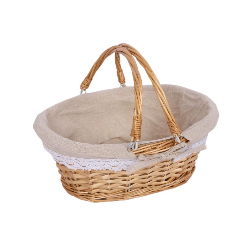 Panier médiéval en osier clair avec doublure en tissu – Image 1